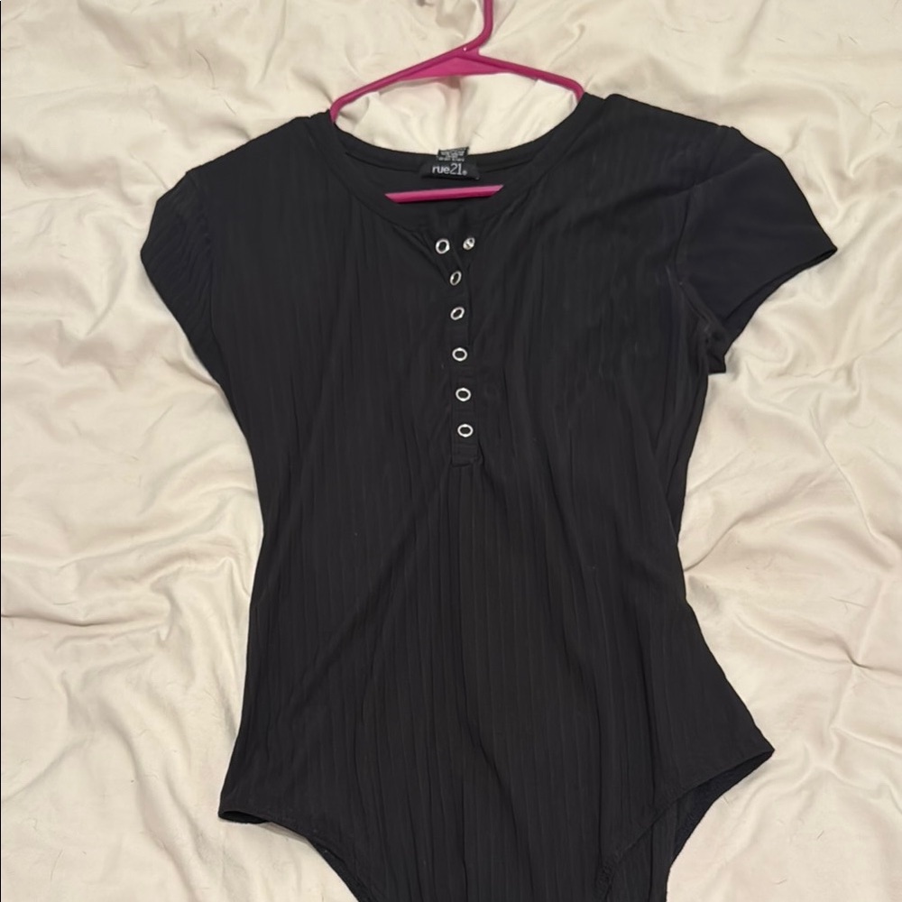 Rue21 Black Ribbed Bodysuit